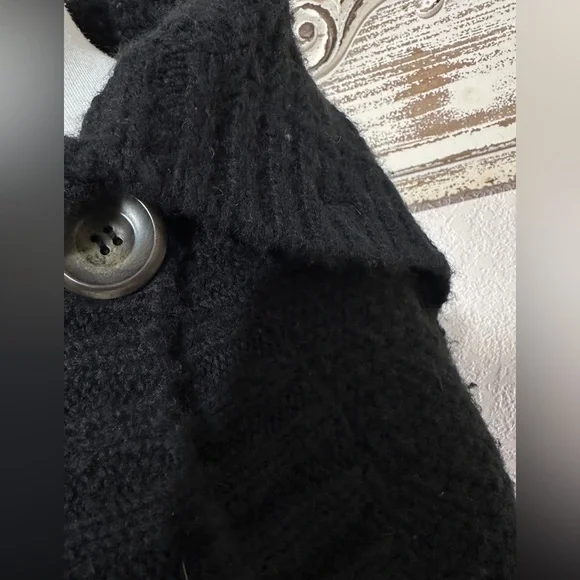 Free People Black Large Buttons Wool Blend Balloon Sleeves Long Cardigan Small - Picture 4 of 9